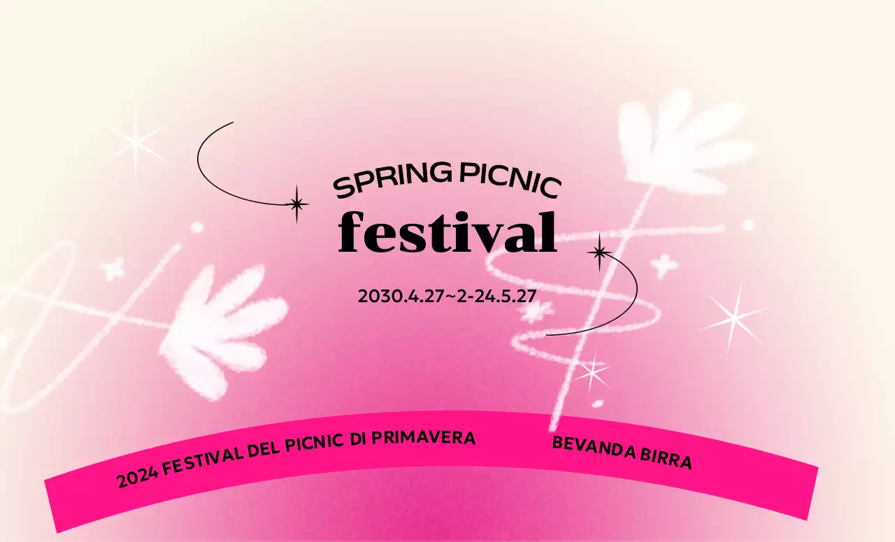 Un festival concettuale colorato con uno sfondo sfumato e fiori e brillantini dipinti a mano.