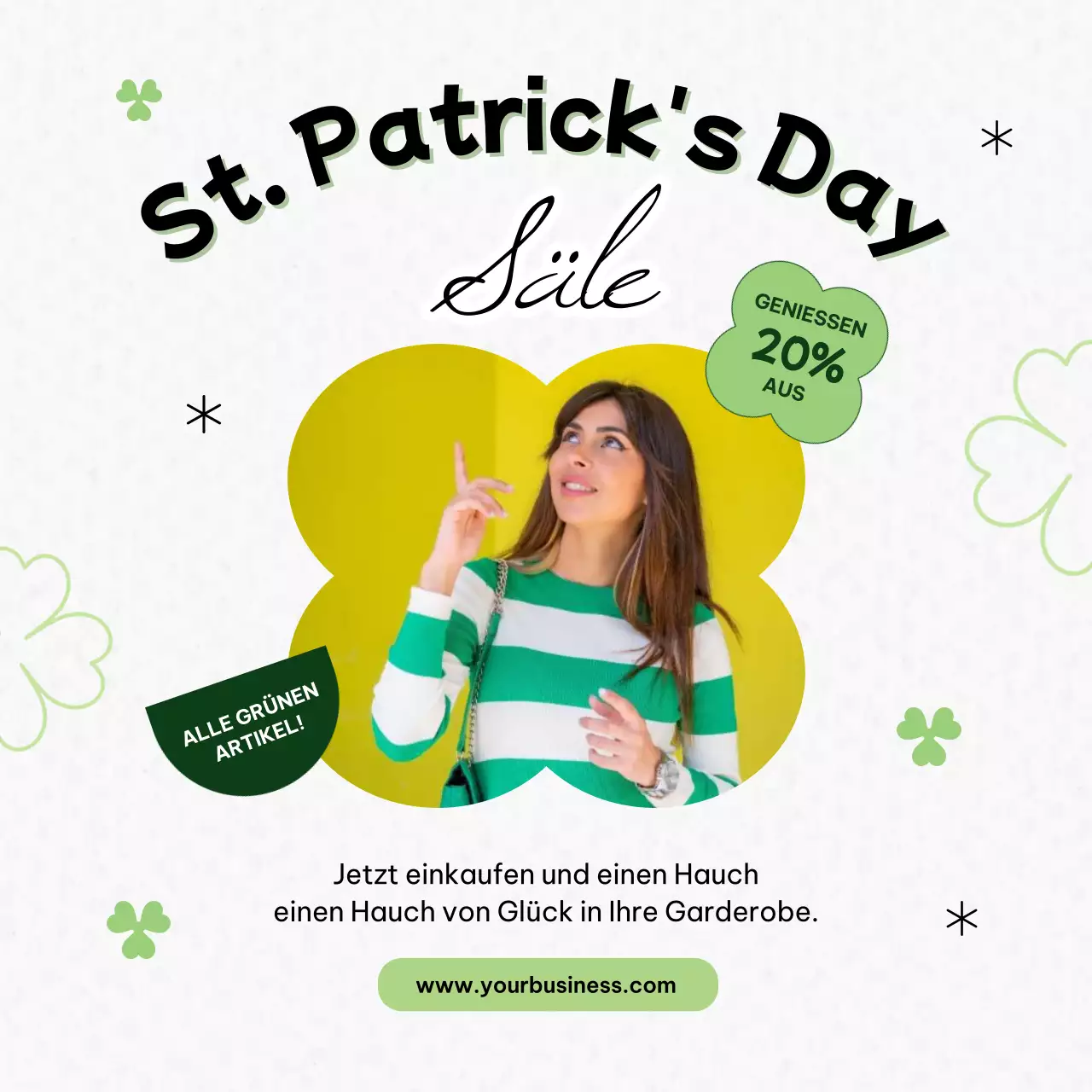 Graue und grüne Minimalwerbung für den St. Patrick's Day