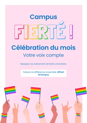 Campagne sur le campus du Mois des fiertés simples rose et bleu