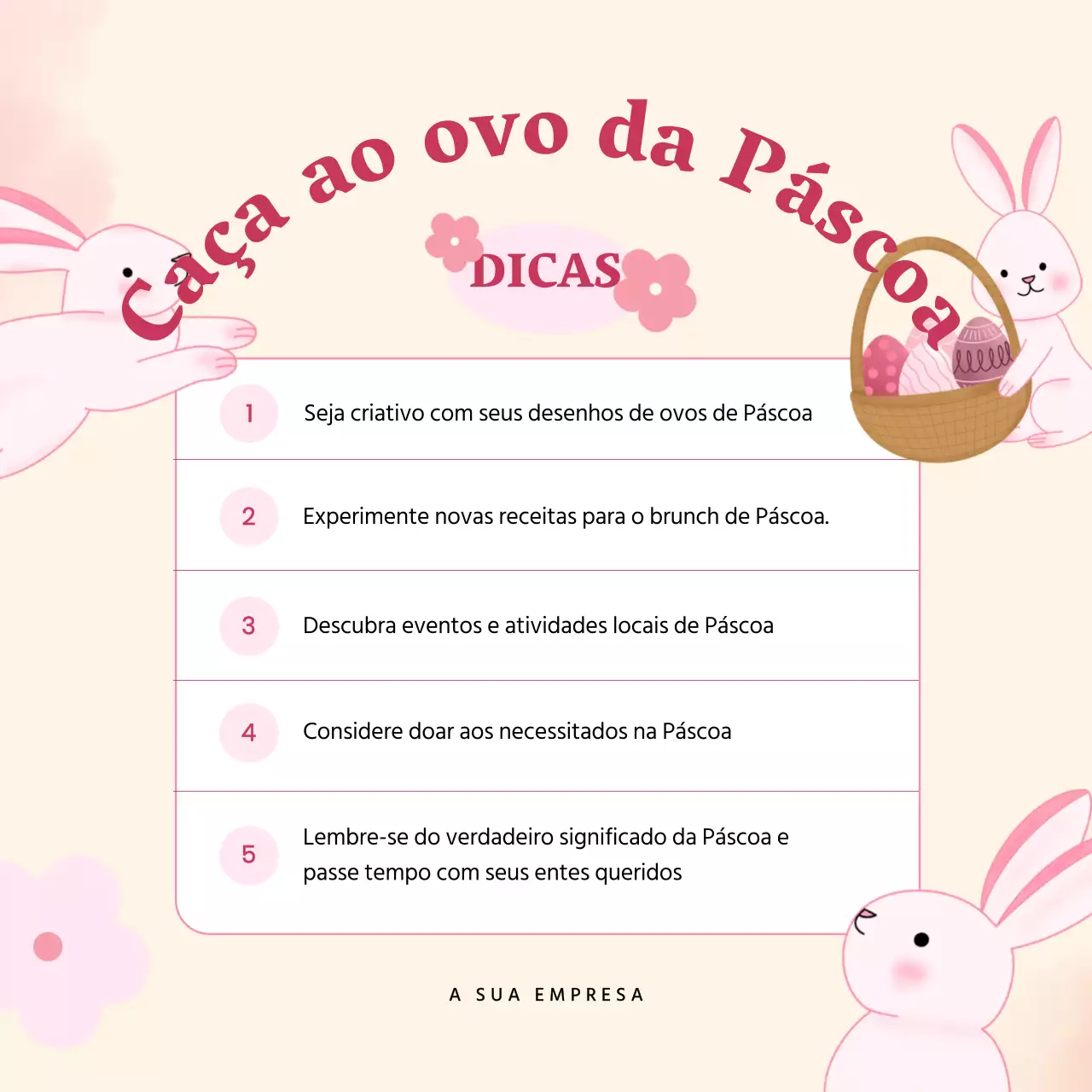 Publicidade da caça aos ovos de Páscoa simples e cor-de-rosa