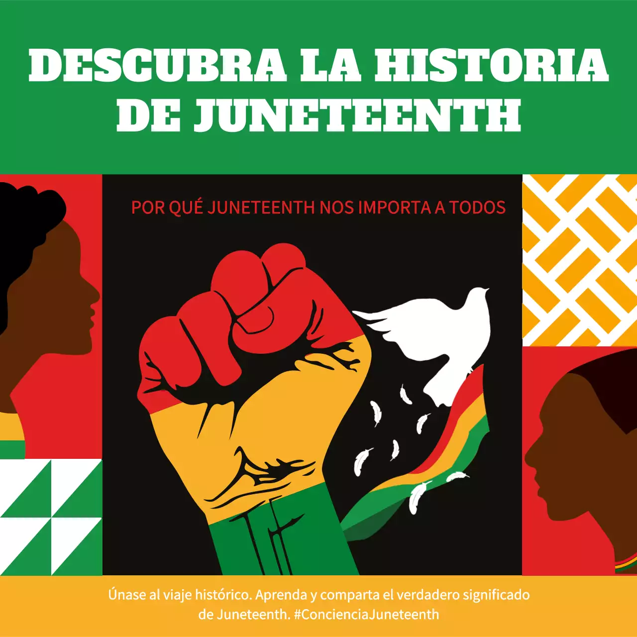 Aviso verde y amarillo en negrita de concienciación sobre el Día de Junio