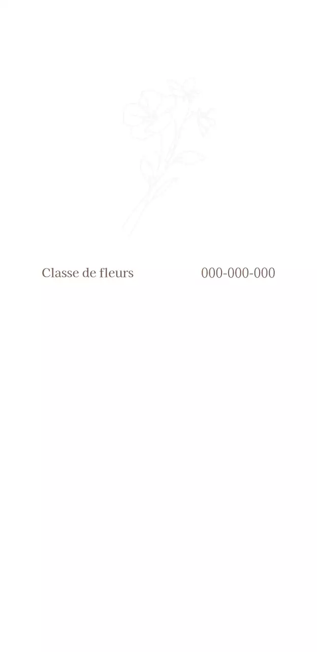 Classe de fleurs d'inspiration vintage avec bordure beige et police cursive avec empattement