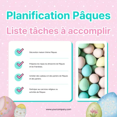 Plan de liste de tâches simple pour Pâques, bleu ciel et rose