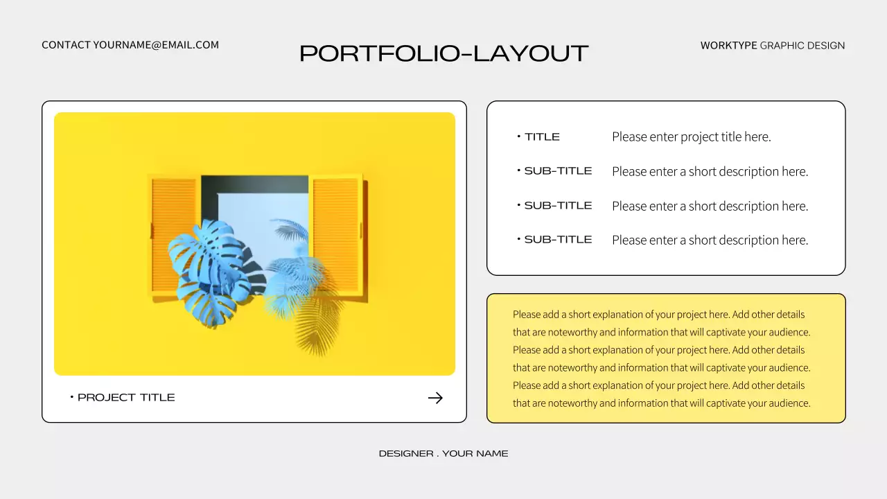 옐로우 모던 디자인 포트폴리오 프레젠테이션