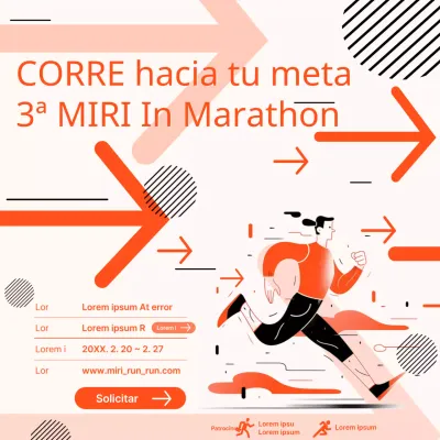 Promover un maratón geométrico naranja y negro de la empresa