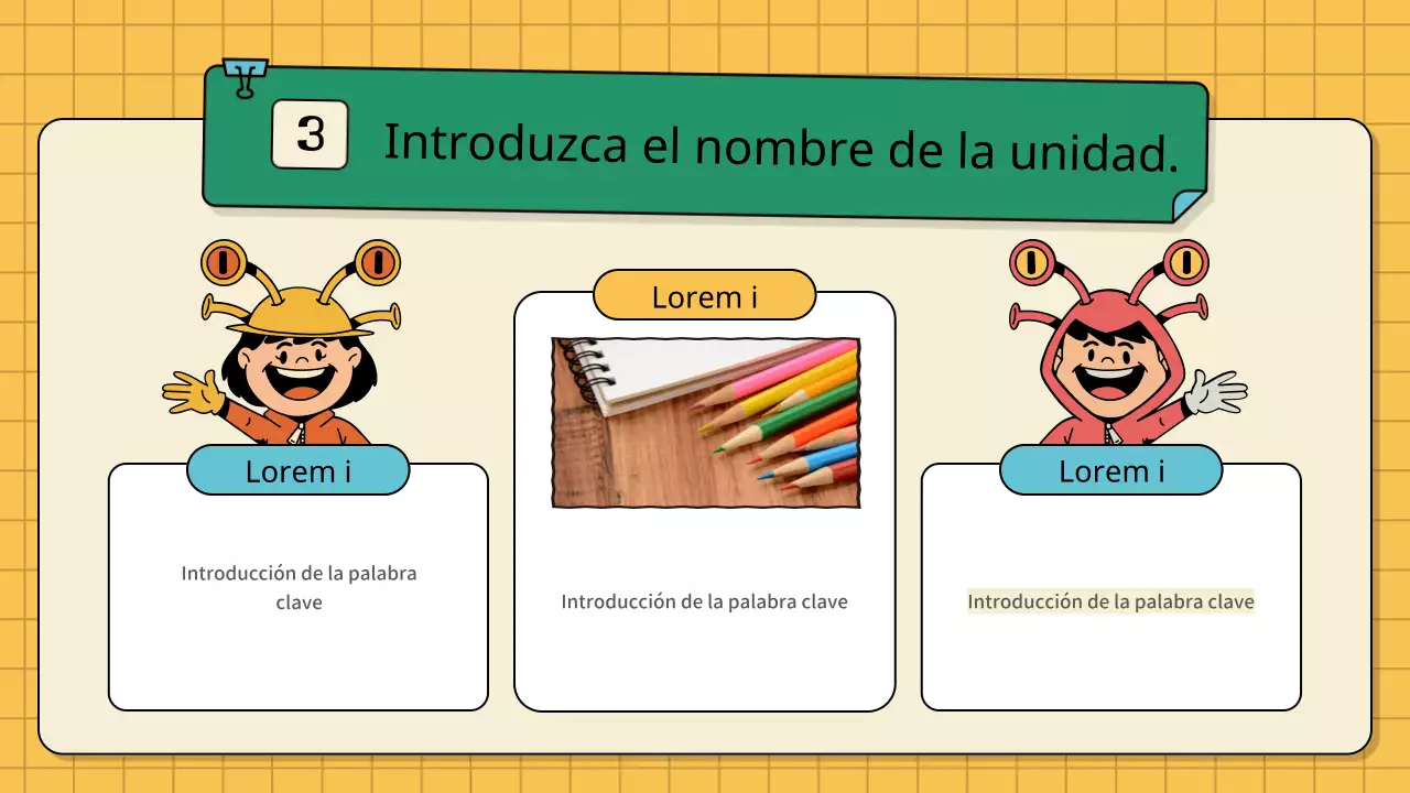 Planes de lecciones infantiles vintage en verde y amarillo