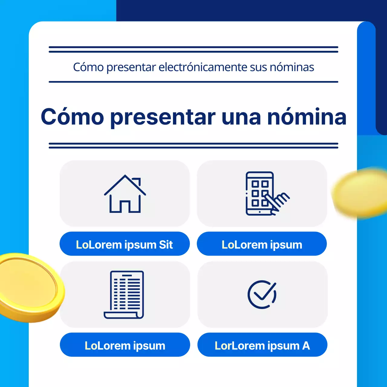 Información sencilla en azul y amarillo