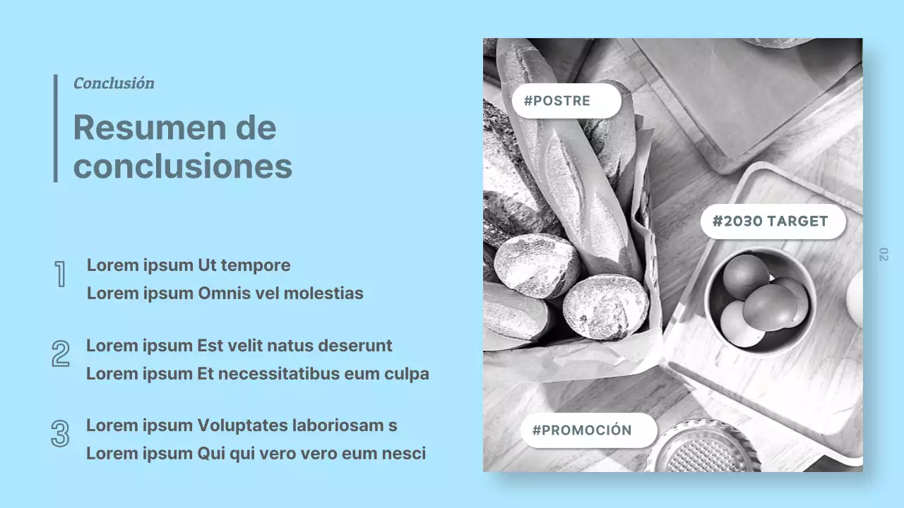 Informe simple de investigación del mercado alimentario en negro, blanco y azul claro