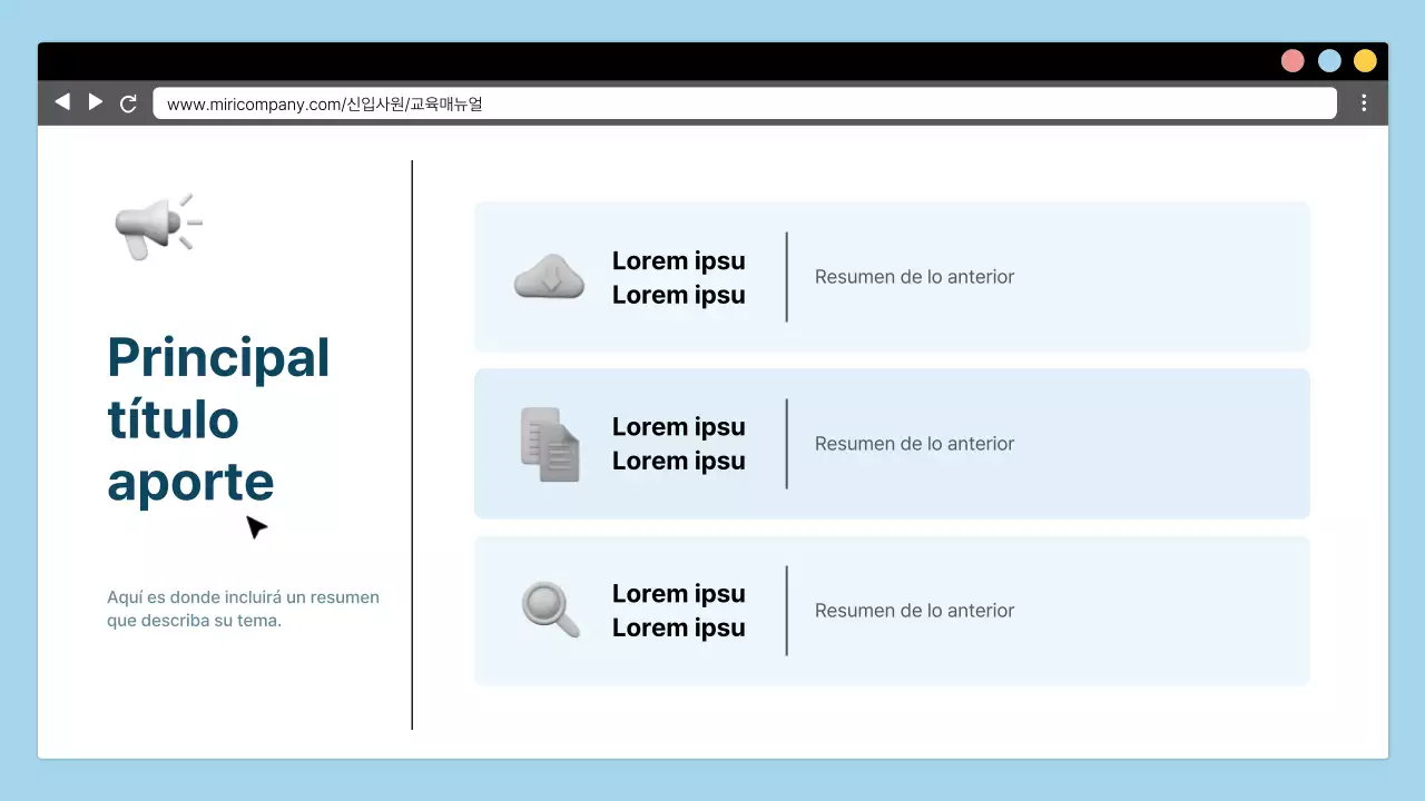 Sencilla formación corporativa de orientación para nuevos empleados en azul claro y negro