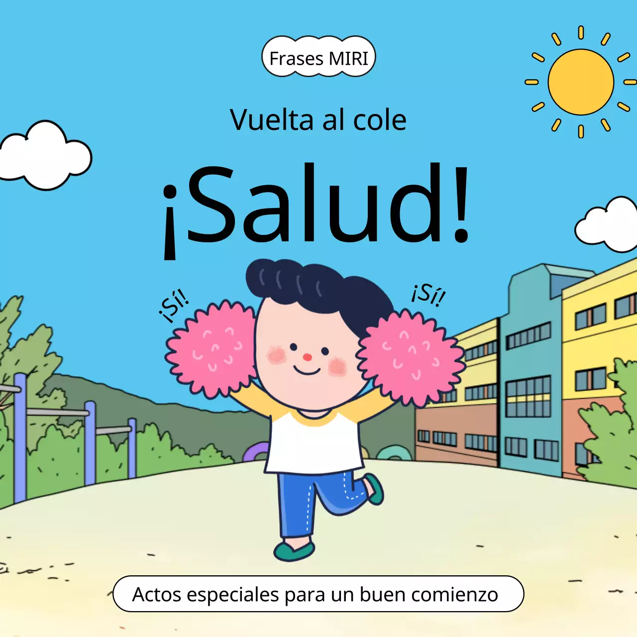 La vuelta al cole animada en azul claro en el acto