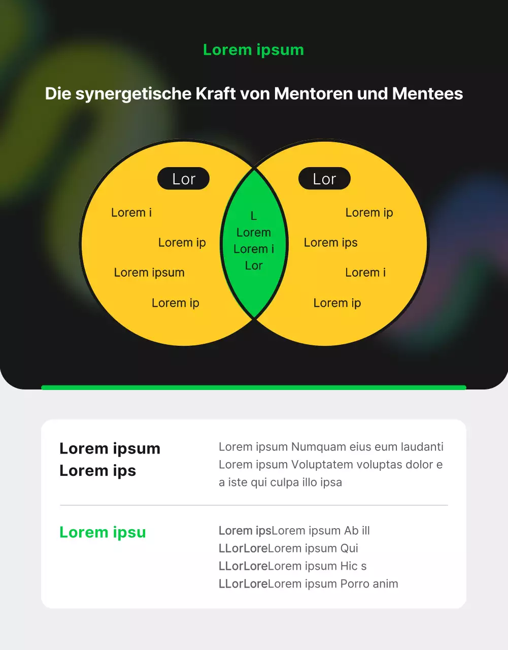 Werben Sie mit einem modernen grün-weißen Look für die Einstellung von internen Mentoren
