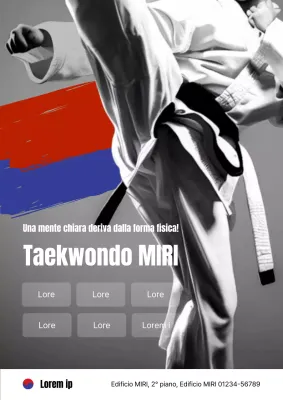 Un annuncio di reclutamento di Taekwondo orientale nero e rosso