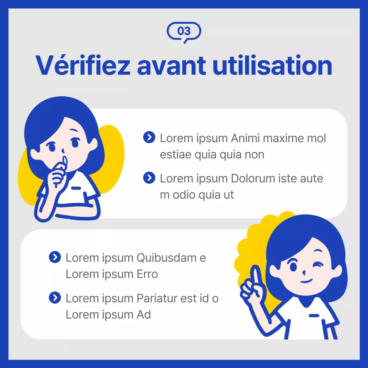 Un guide simple, jaune et bleu marine, sur l'utilisation du service d'assistance