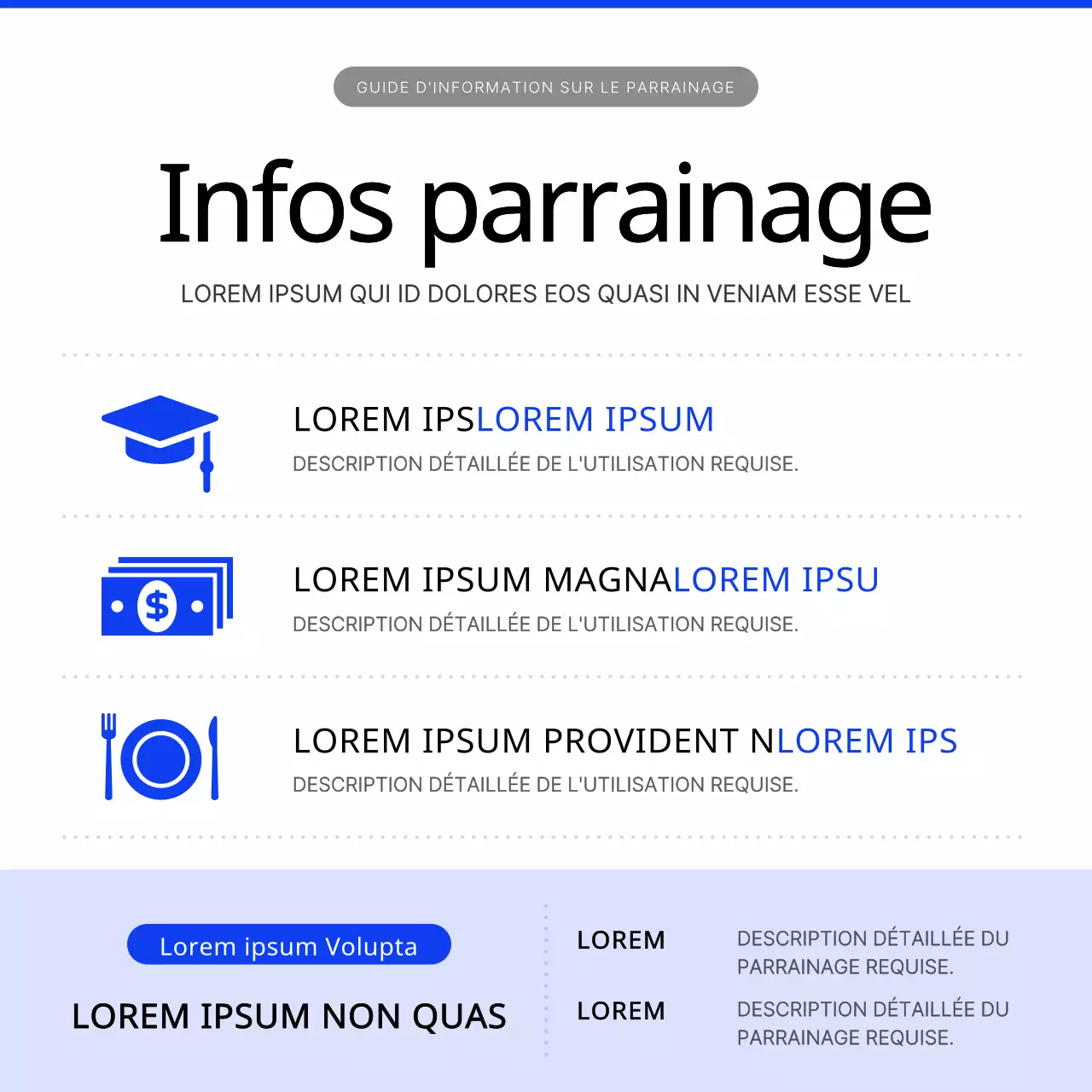 Un guide moderne de la collecte de fonds en bleu et blanc