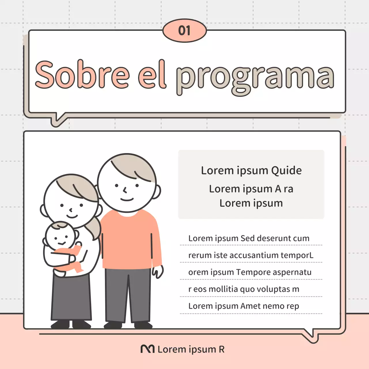 Un sencillo anuncio rosa y beige para contratar asesores familiares