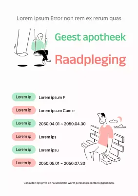 Mint en roze moderne psychologische counseling vrijwilligersvacatures