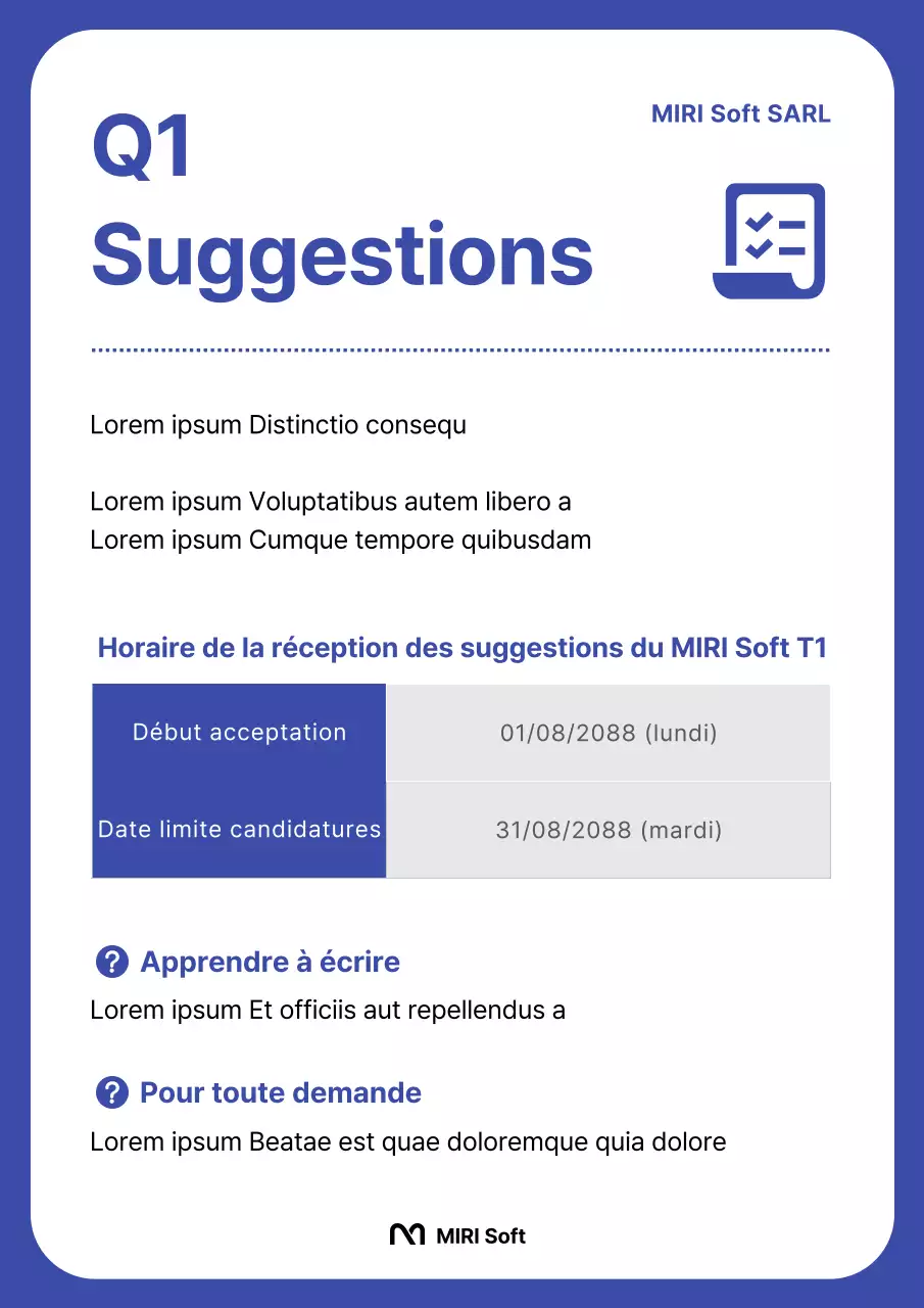 Annonce du calendrier des soumissions pour la saison bleue et blanche