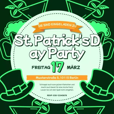 Grün und Schwarz Trendy Saint Patrick's Day Party-Einladung