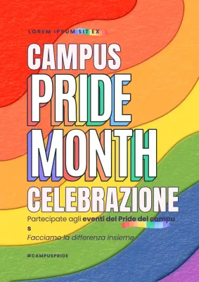 Pubblicità della celebrazione dell'orgoglio universitario arcobaleno