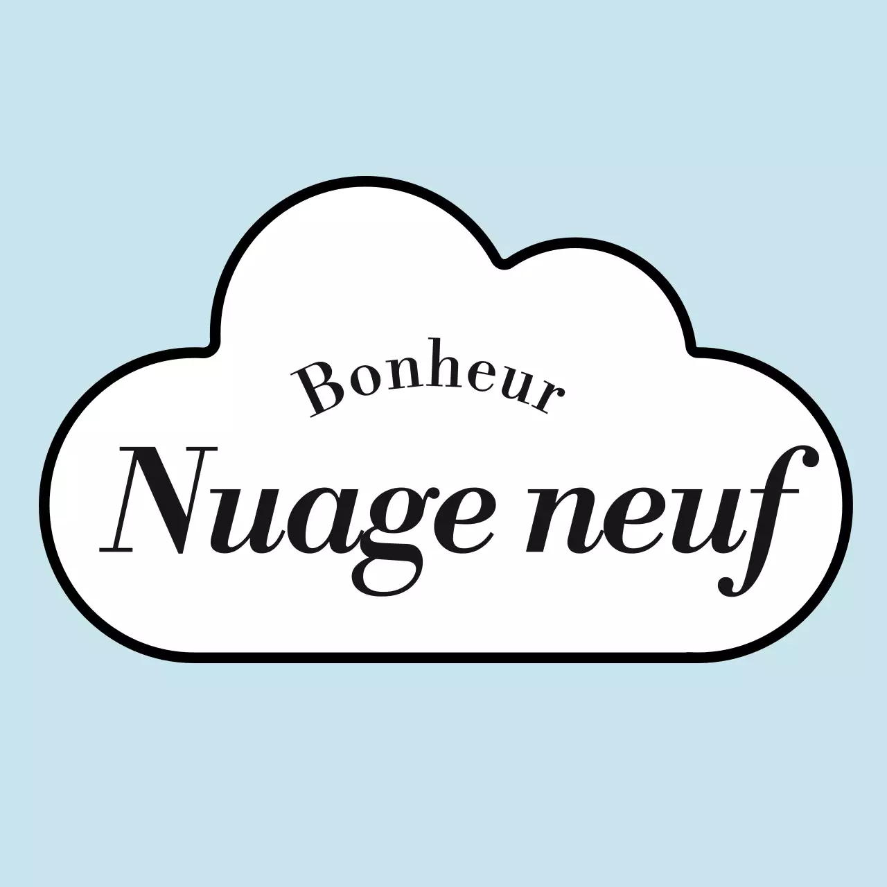 Produits dérivés du café avec des illustrations de nuages arrondis et des polices de caractères avec empattement