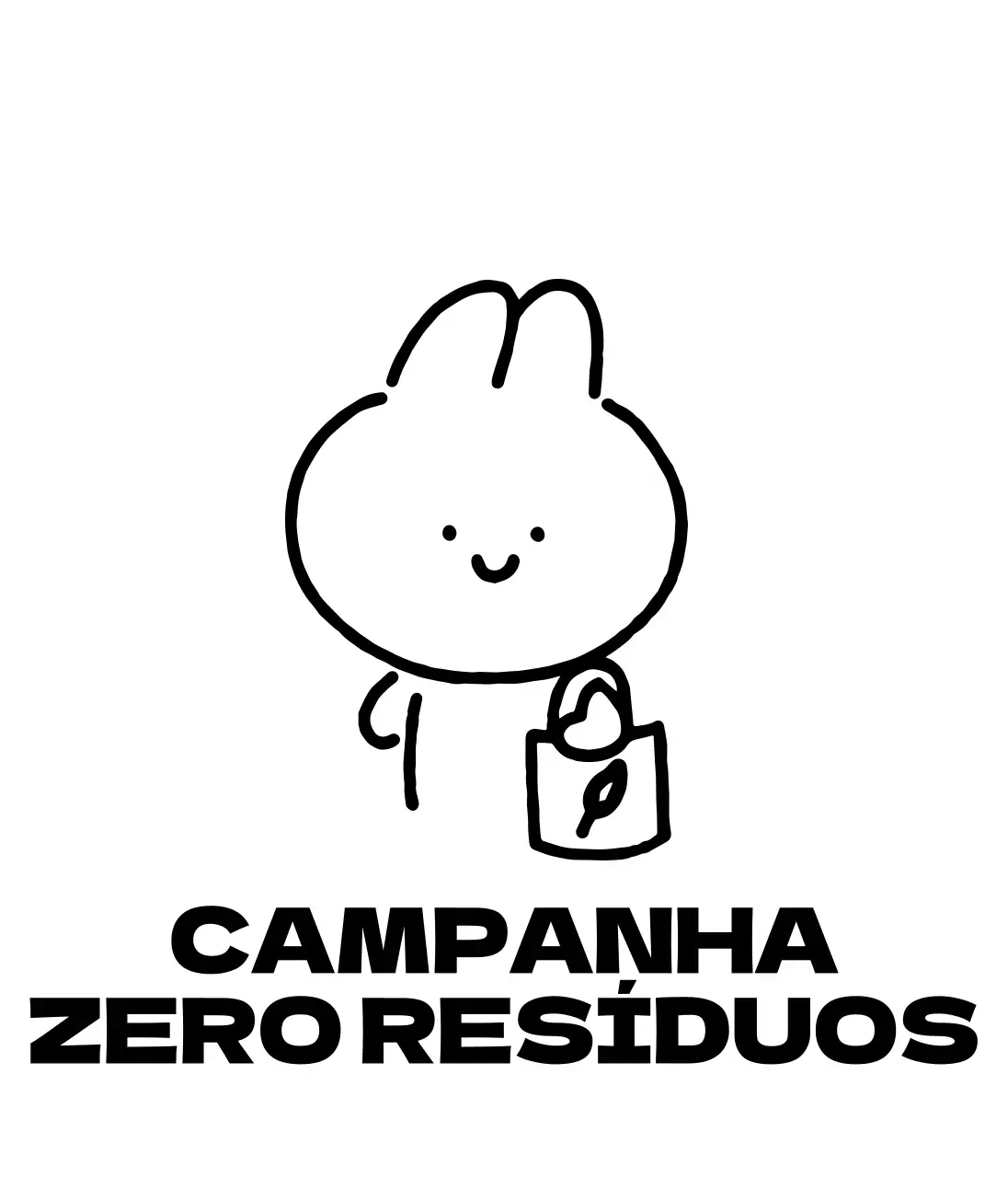 Campanha "Zero Desperdício" com ilustrações de coelhinhos muito giros desenhados à mão