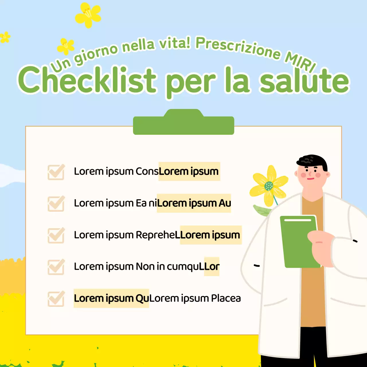 Consigli per la salute per il bel colore primaverile del verde e del giallo