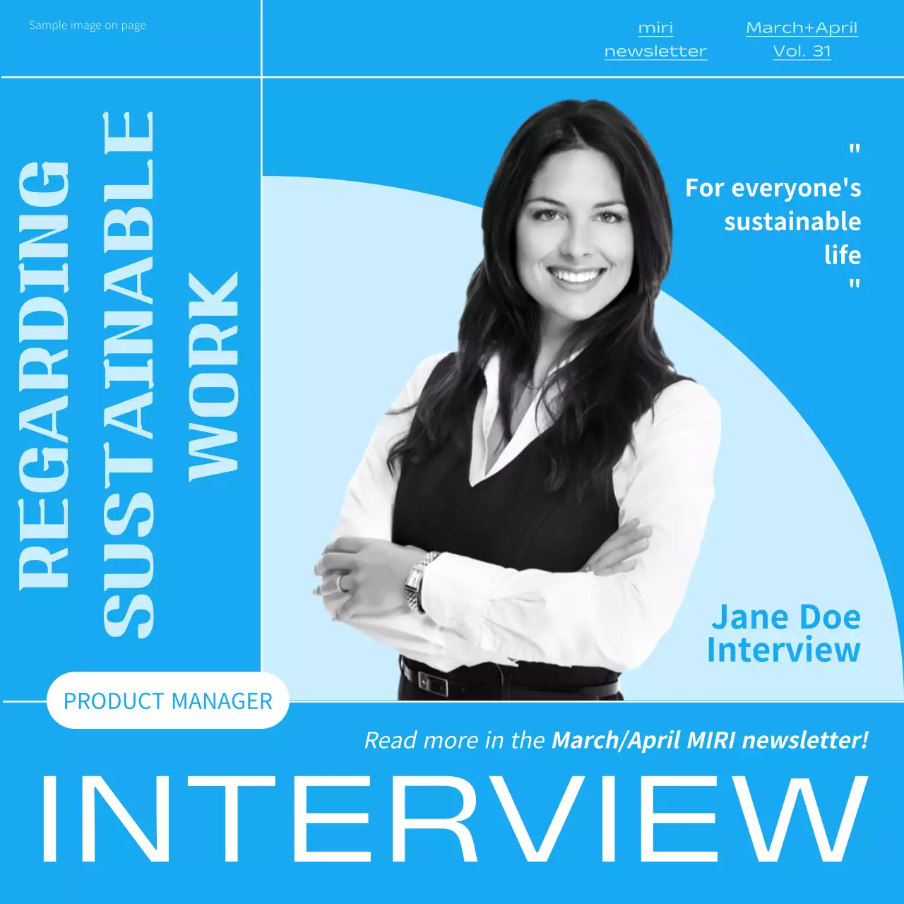 블루 모던 지속가능 인터뷰 뉴스레터 소셜 미디어 게시물