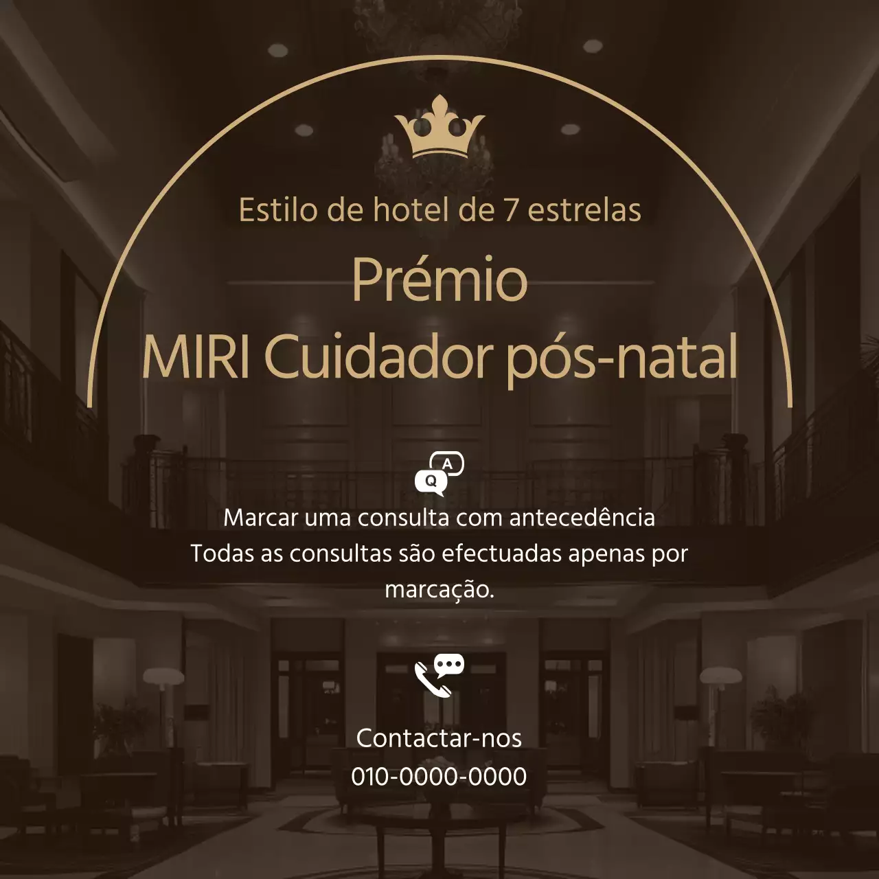 Anúncio moderno de empregada doméstica pós-natal premium em ouro
