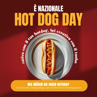 Rote und gelbe Minimalwerbung für den Hot Dog Day