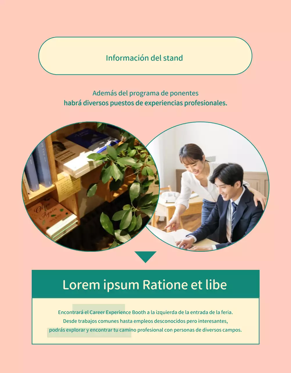 Promover una bonita feria profesional juvenil rosa y verde