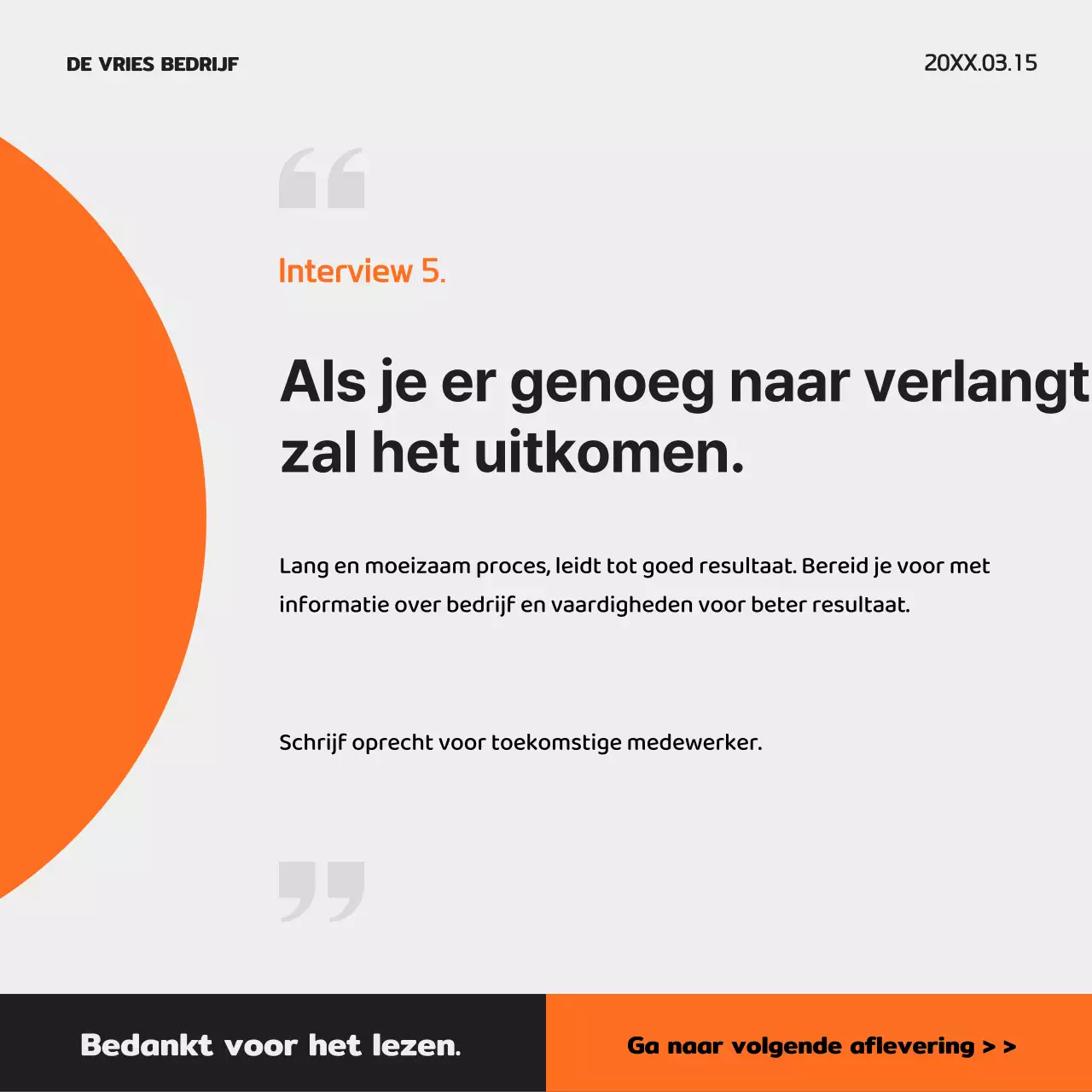 Een eenvoudige zwart en oranje sollicitatiepost voor nieuwe werknemers