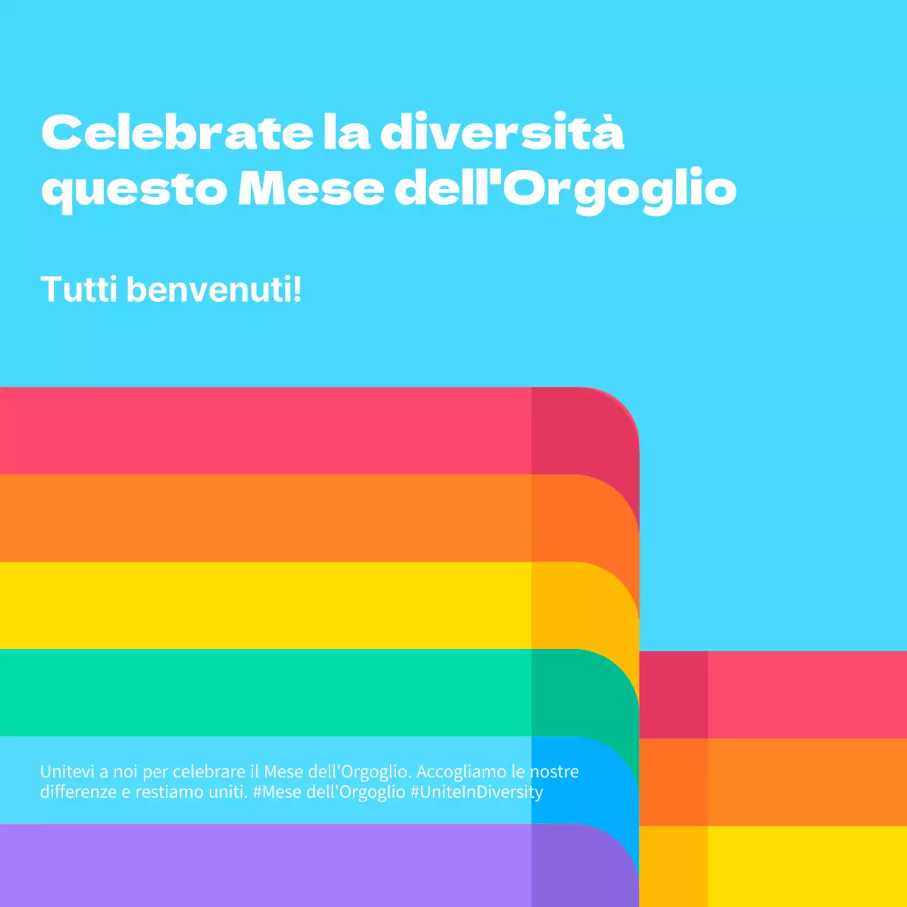 Pubblicità minima per la celebrazione del Mese dell'Orgoglio in blu e arcobaleno