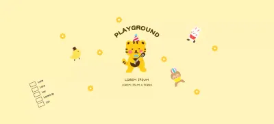 Promotional design for a kids cafe with cute animal illustrations