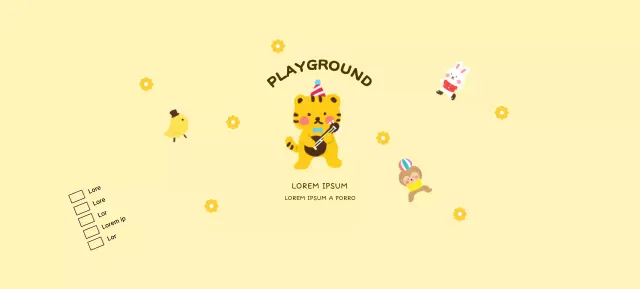 Promotional design for a kids cafe with cute animal illustrations