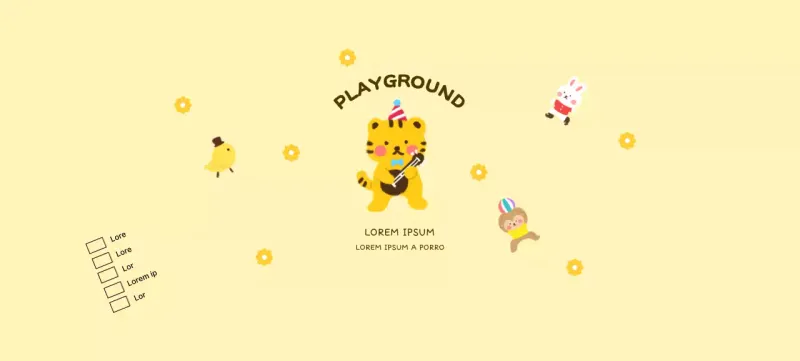 Promotional design for a kids cafe with cute animal illustrations