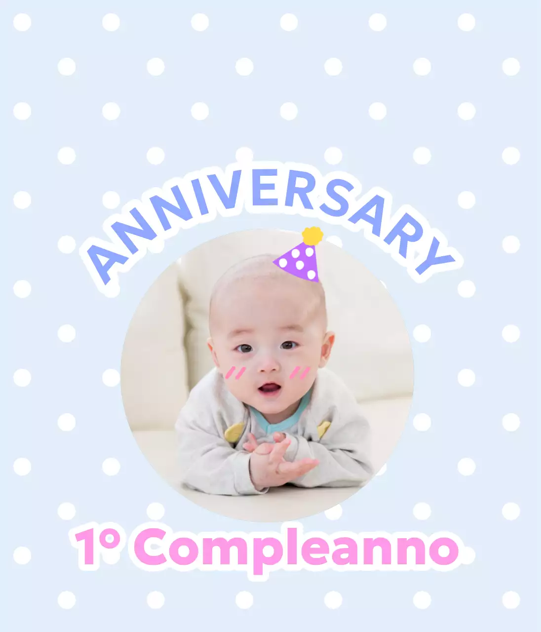 Un simpatico festeggiamento per il baby shower con foto di bambini e testi colorati