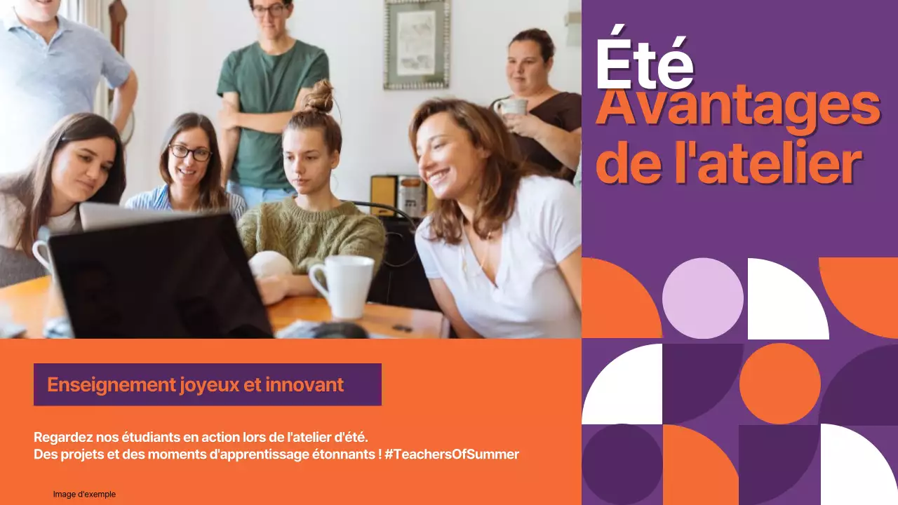 Atelier d'été de géométrie pourpre et orange sur invitation
