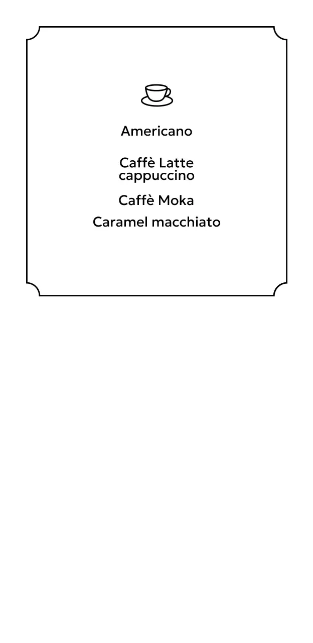 Un semplice book cafè con sfondo nero e bordi bianchi e illustrazioni di libri e caffè.