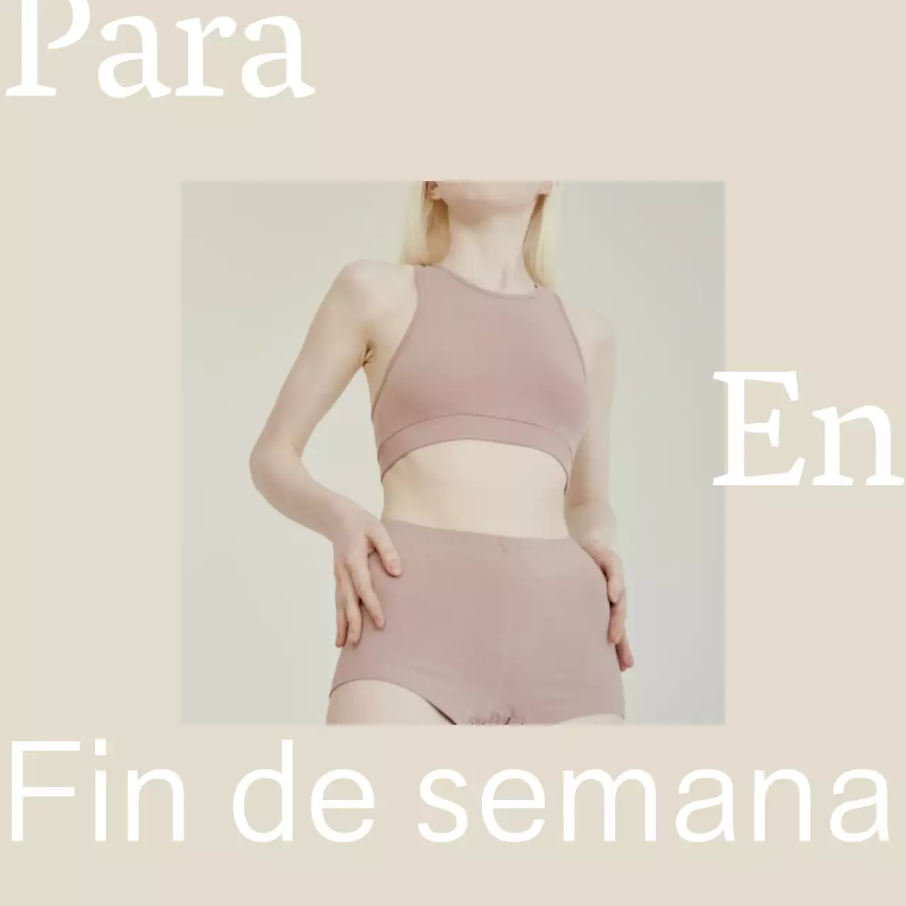 Anuncio de la colección de moda básica en blanco y beige