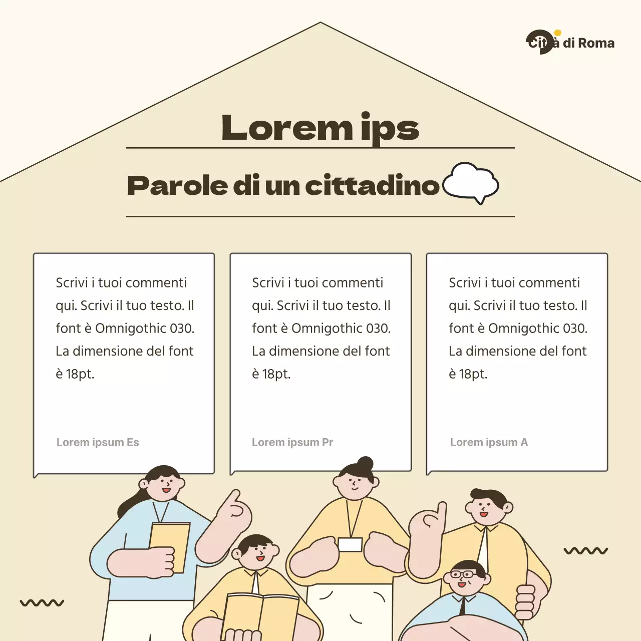 Una semplice guida alla discussione civica, in avorio e azzurro.