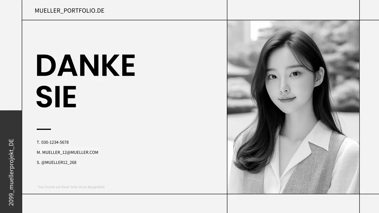 Schwarz-weißes Portfolio für fortgeschrittene Einsteiger