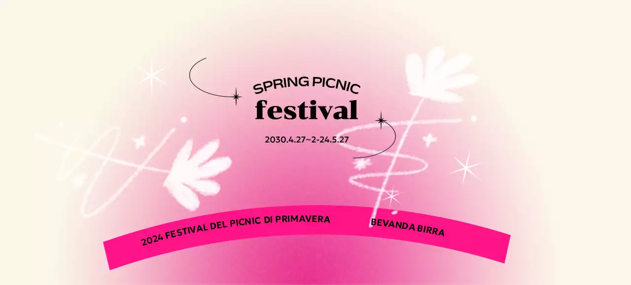 Un festival concettuale colorato con uno sfondo sfumato e fiori e brillantini dipinti a mano.