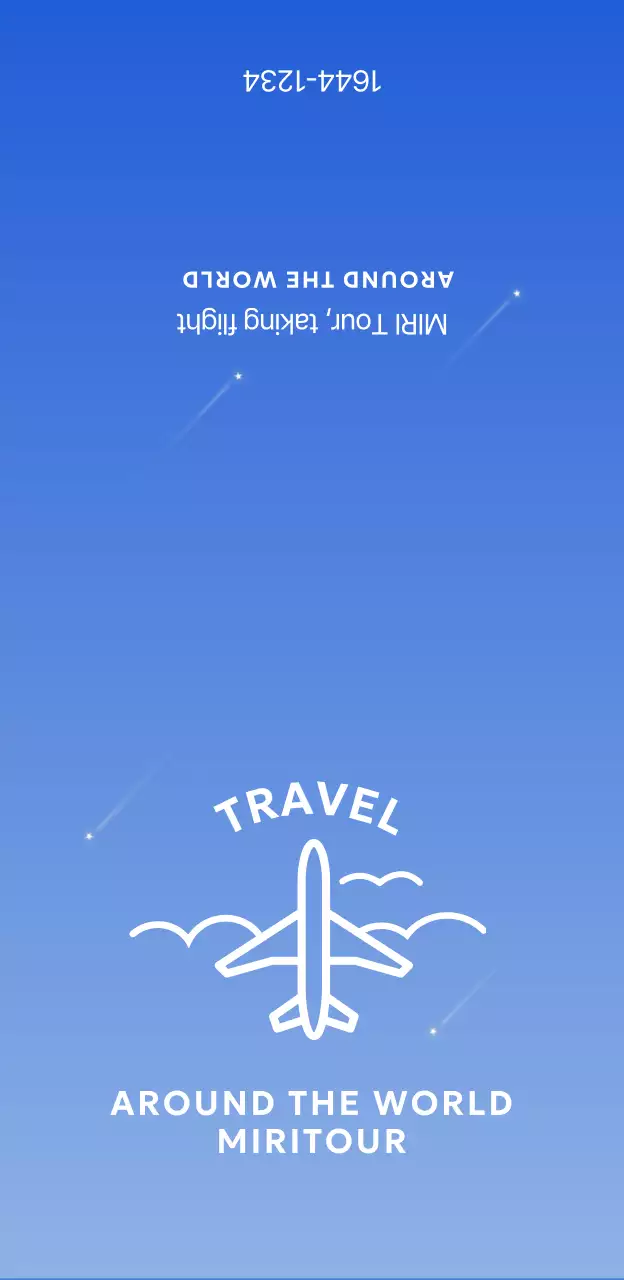 Simple travel agency merchandise with a blue grid and an airplane illustration.