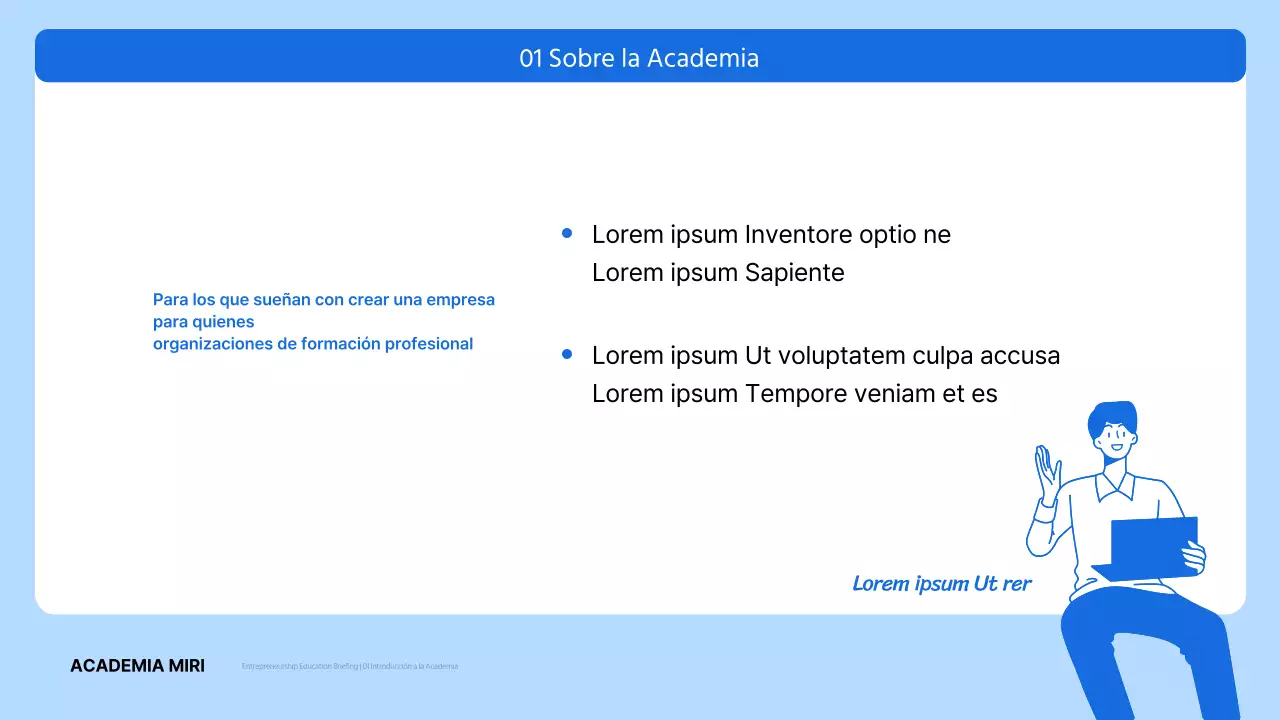 Descripción de la contratación moderna de formación empresarial en azul y azul claro