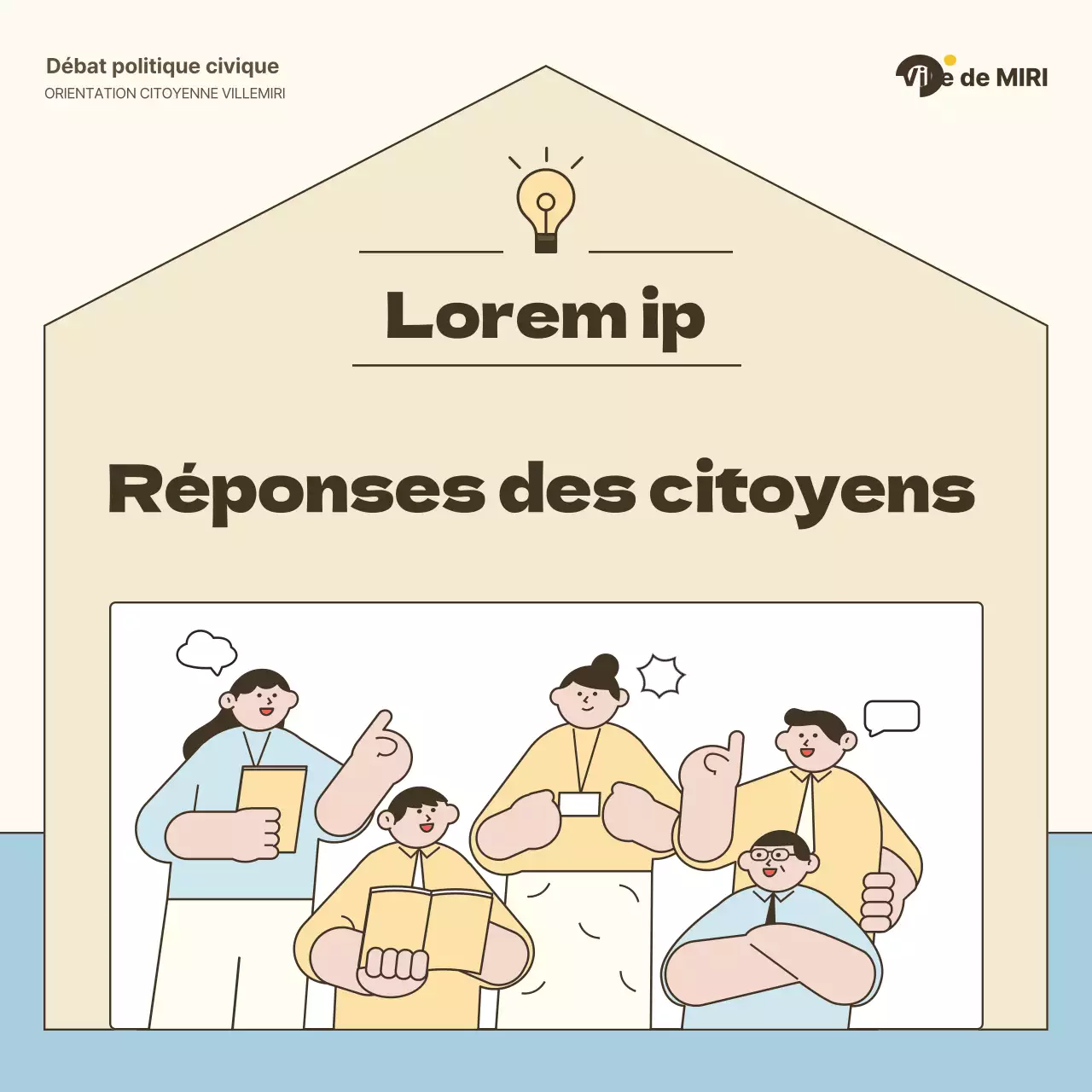 Un guide de discussion civique simple en ivoire et bleu clair