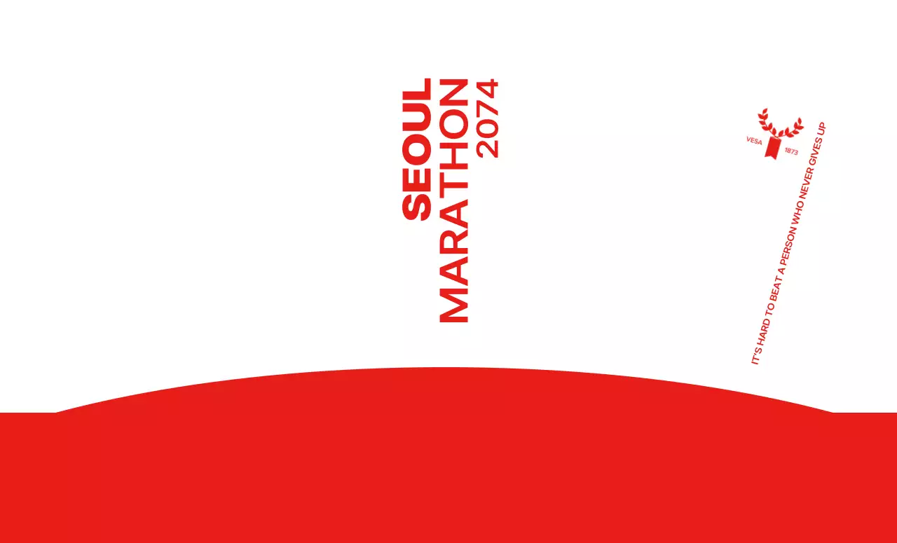 Desain maraton dengan huruf yang tajam dan warna-warna yang berani