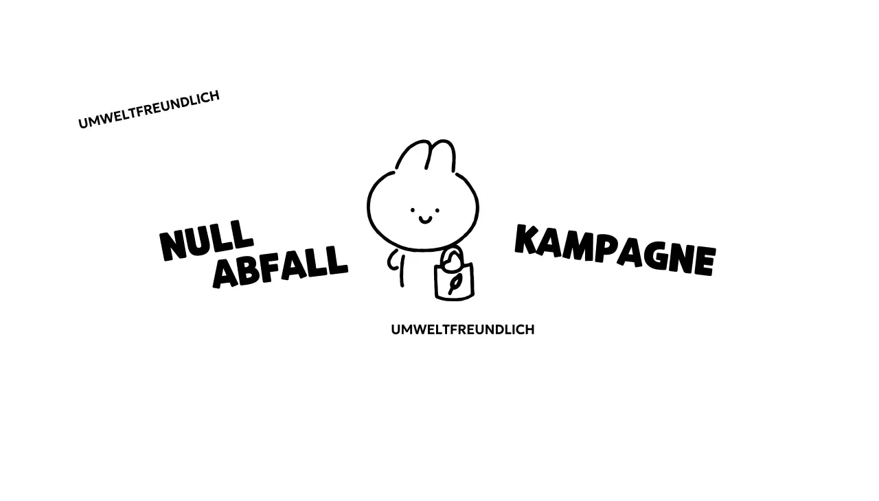 Null-Abfall-Kampagne mit niedlichen handgezeichneten Hasen-Illustrationen