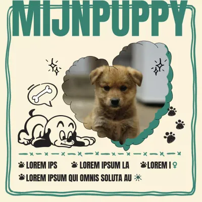 Een bericht over een kitscherige puppy in zwart en kaki