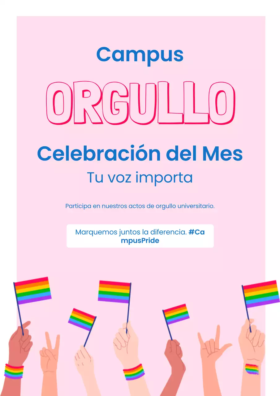 Campaña Campus del Mes del Orgullo Simple Rosa y Azul