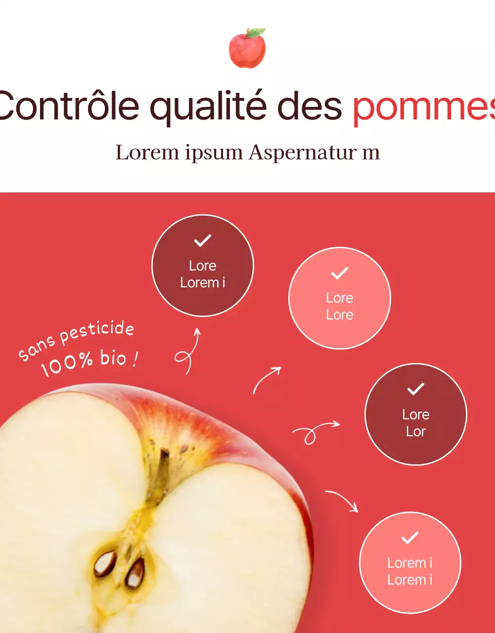 Promouvoir la vente de pommes rouges et grises de type "natural concept".
